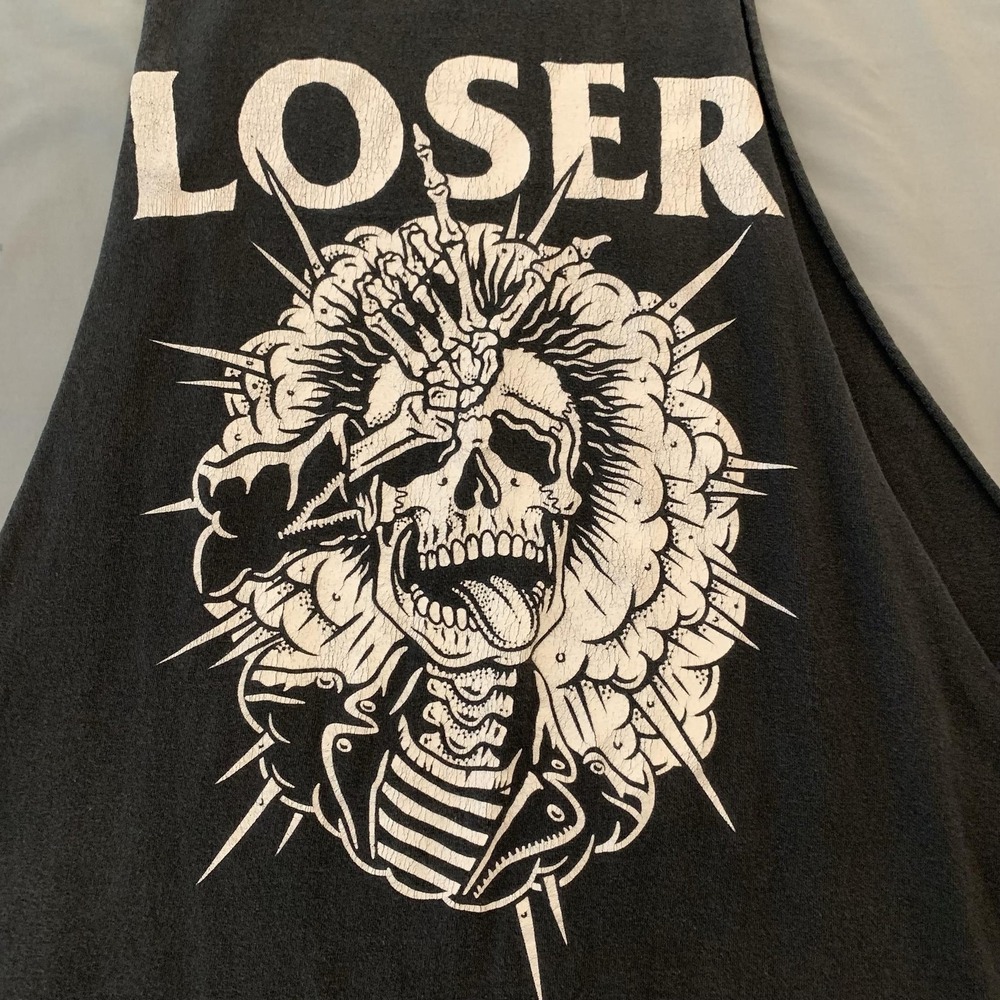 RSQ Collective Shirt Mens Large Black Loser Skull Graphic Sleeveless Tee T-Shirt